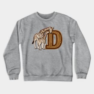 Mom and Baby Giraffe Monogram D Crewneck Sweatshirt